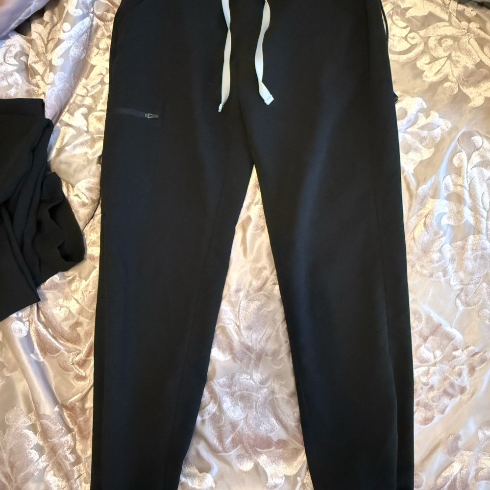 Figs Black Women's Jogger with White Drawstring Accent